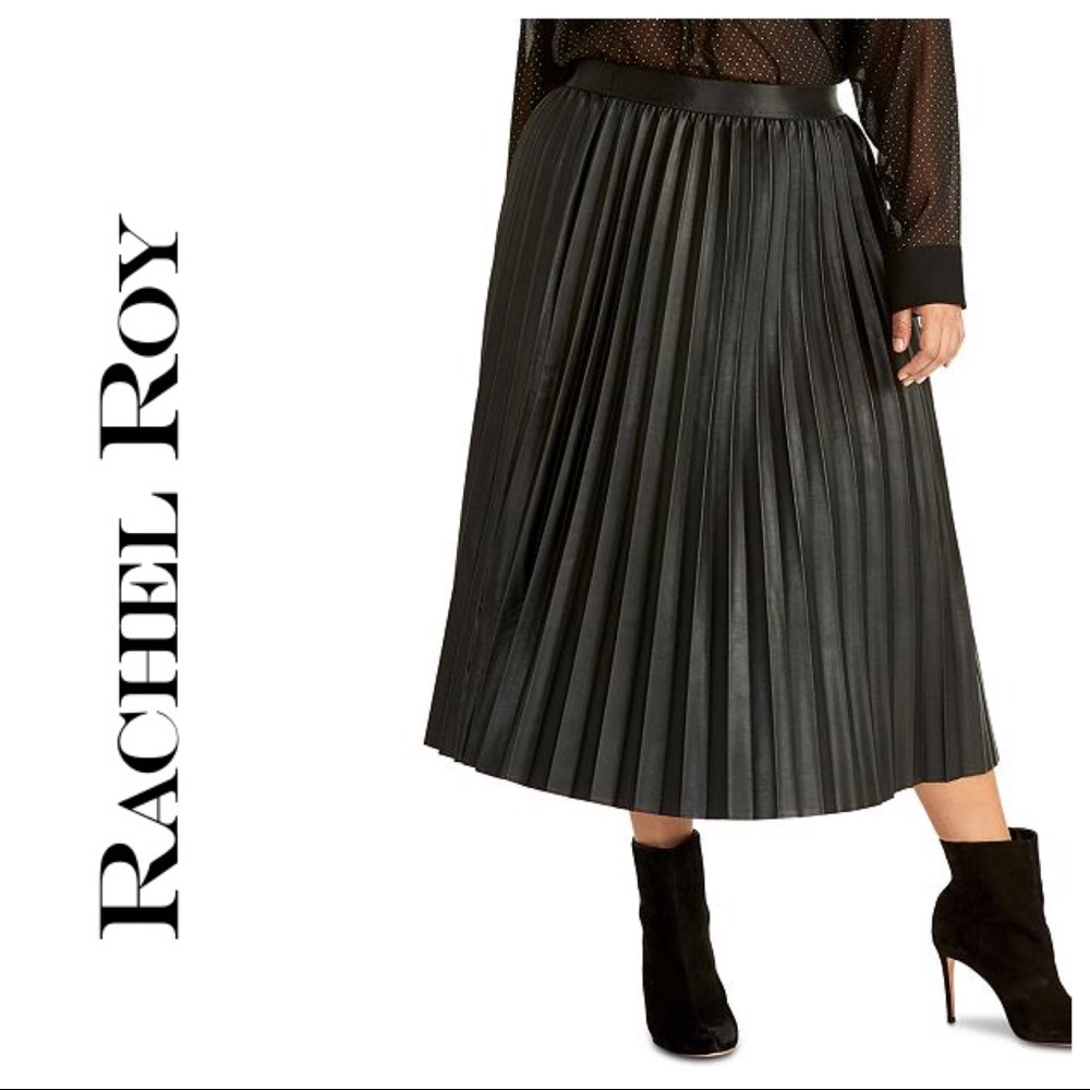 NIB Trendy Faux Leather Pleated Skirt Sz 2X